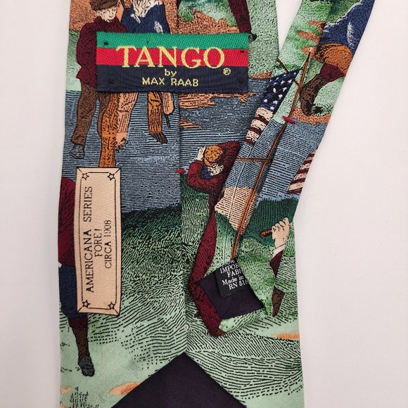 Tango by Max Raab Men's Silk Necktie Americana Series Fore! Golfers 3.5"W X 58"L - Picture 5 of 8